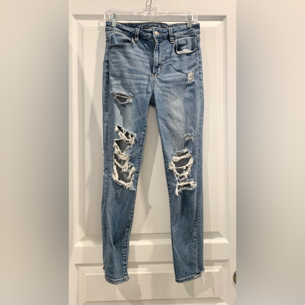 AEO AMERICAN EAGLE OUTFITTERS DISTRESS RIP jeans women’s size 8 - Picture 15 of 17